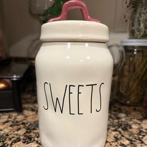 Rae Dunn White and Pink Sweets Canister